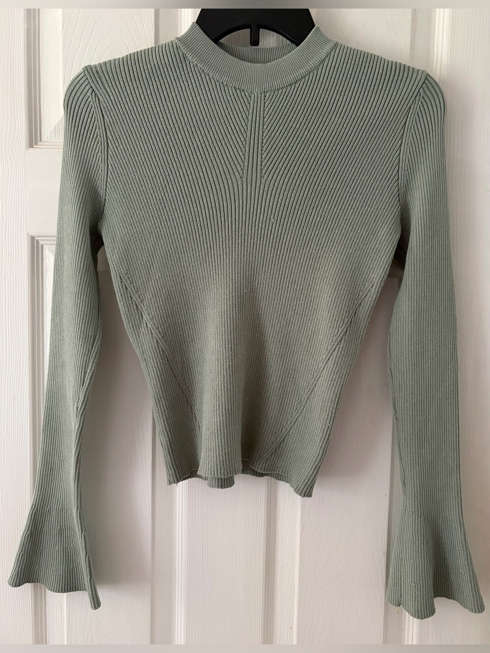 Ribbed Mock Neck Sweater in Sage Green